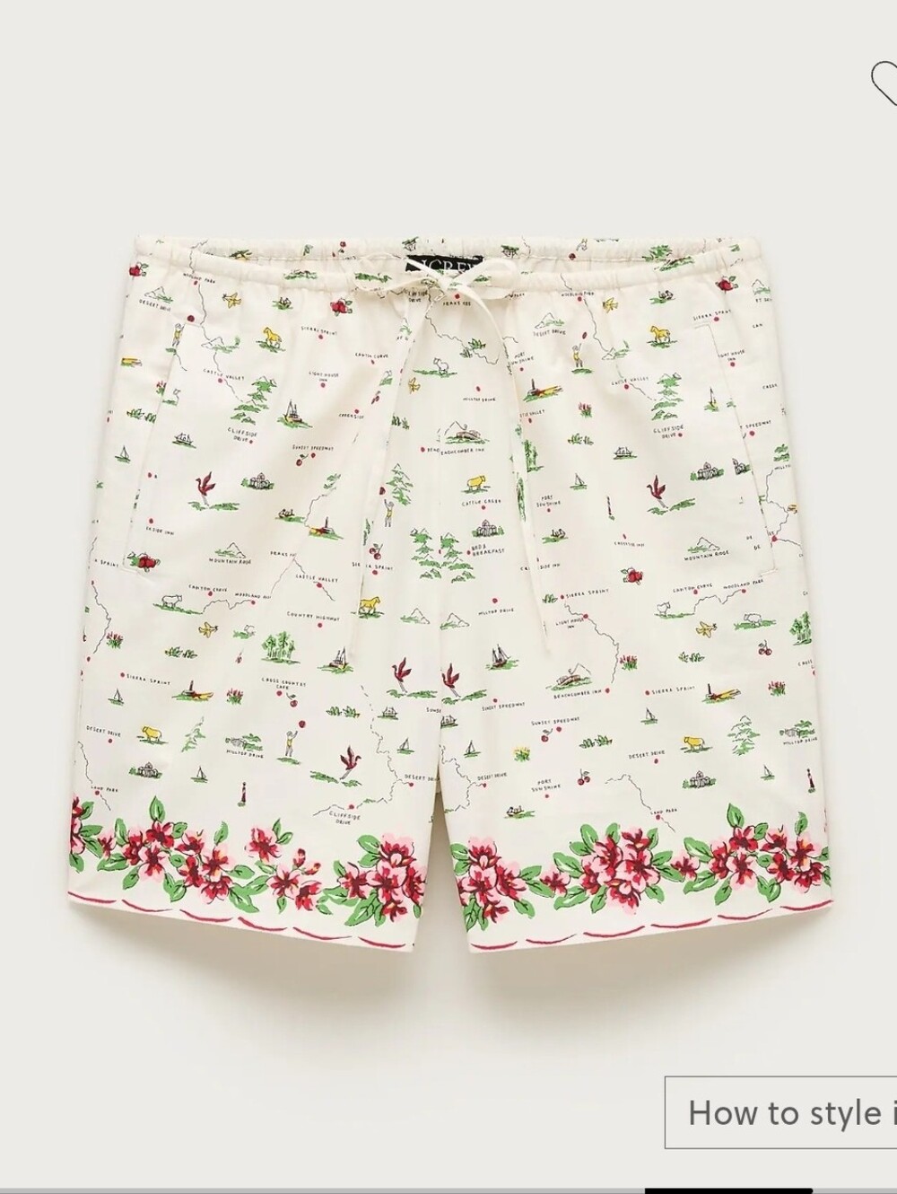 JCrew Cosmo Short Map Print XS NWT